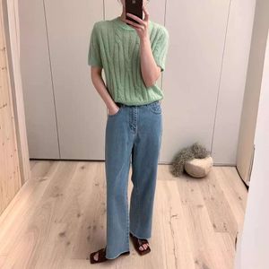 Veelzijdige broekvoeten negen gesplitste broek vrouwen 2024 vroege lente nieuwe high taille jeans