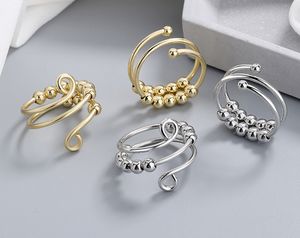 Veelzijdige damesring uniek ontwerp minderheid eenvoudige gouden ring dubbele laag open-end verstelbare compressieringen