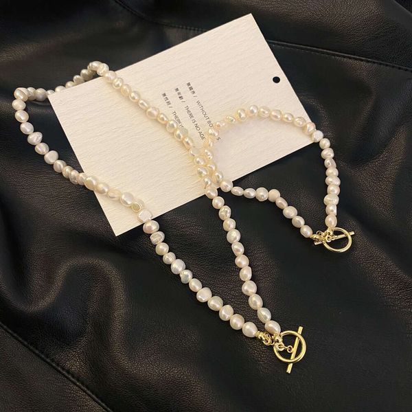 Vershal B-84 nouveauté 18k véritable plaqué or minimaliste de base baroque perle collier de perles ensemble