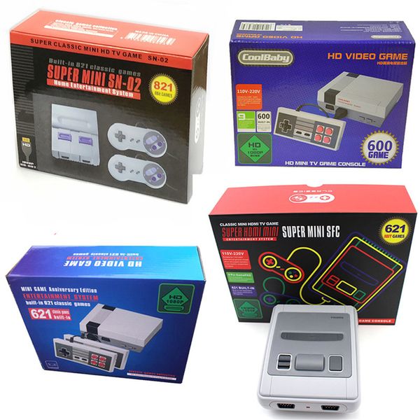 Lecteurs de jeux portables NES620 SNES821 NES621 SFC621 M8 ARCADE Portable Sortie HD TV Consoles de jeux vidéo Lecteur de jeu rétro Console de jeu Deux manettes pour enfants Cadeau