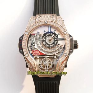 Version 45mm 1120 18K Rose Gol Diamond Iced Out Out Out Japan Miyota Automatic Mechanical Mens Watch Steel Case Rubber Sport W8610524