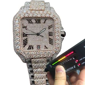 Version Big Moissanite Diamonds Watch Pass Test Eta Mouvement Top Qualité Hommes Luxe Plein Glacé Saphir Montres Sur Mesure avec Boîte