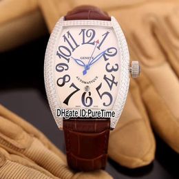 Version Casablanca 8880 C DT Diamond Célequin blanc Date Automatique Mentide Match Brown Leather Sprap Sports Watches Big Number286p