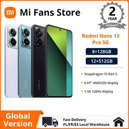 Version Global Xiaomi Redmi Note 13 Pro 5G Smartphone NFC 6,67 pouces 120 Hz AMOLED SCREAT SNAPDRAGON 7S 67W Turbo Charge 5100mAH