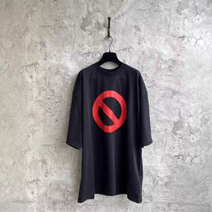 Version High 24SS Paris Warning Étiquette de musique à manches courtes chanteuse Burst Imprimé Unisexe T-shirt