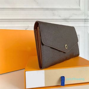 Versión de lujo Monederos de diseñador Mujeres Hombres Carteras Bolso Marca Lienzo Carta Titular de la tarjeta de crédito Moneda de impresión marrón