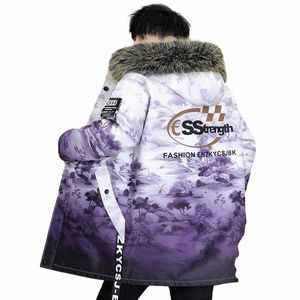 Versma Koreaanse Streetwear Hoody Graffiti Print Lg Parka Mannen Amerikaanse Hip Hop Winter Fleece Oversized Bontkraag Parka Vrouwen 769 P #