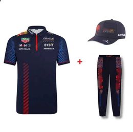 Verstappen T-shirt Chapeau Short Polo F1 Costume De Course Ensemble 2023 Bull Team Polo D'été À Manches Courtes Séchage Rapide Rouge