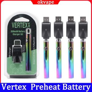 Vertex Rainbow 350 mah Batterij Verwarm verstelbare spanning Batterijen Blister USB-oplader Kits voor 510 draad E-sigaretten Vape Pen