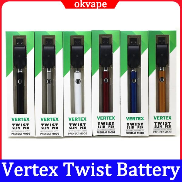 Vertex Twist Precalentar batería Voltaje ajustable 380 mah Baterías Blister Kits de cargador USB para 510 hilos E Cigs Vape Pen