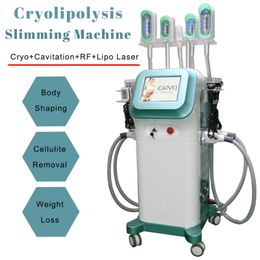 5 Cryo Heads Cryolipolysis Body Slimming Machine Liposucción Congelación de grasa Equipo multifuncional 40k Cavitación Lipo Láser Rf Estiramiento de la piel
