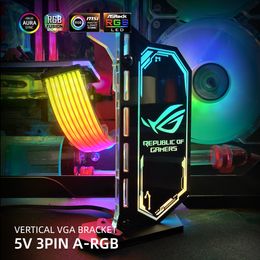 Verticale GPU -ondersteuning Aangepaste kleurrijke VGA Bracket -videokaartstandaard GPU -houder 12V/5V AURA Sync Watercooler PC Mod RGB -verlichting