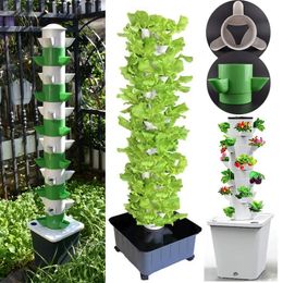 Torre hidropónica vertical Jardín de efecto invernadero Sistema de cultivo Soilless Sistema de cultivo de vegetales Grow Pot Kit 240325