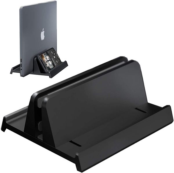 Support vertical pour ordinateur portable, nouveau design réglable pour ordinateur portable Dock 3 en 1 support peu encombrant pour MacBook Pro Air, iPad, HP, Dell, Microsoft Surface (noir)