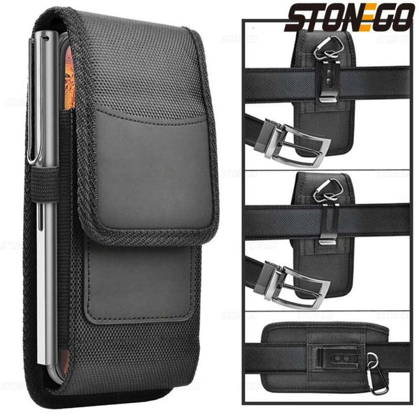 Étui Vertical en Nylon avec Clip de ceinture pour téléphone portable, pochette avec boucle, porte-cartes, housse pour téléphone iphone Samsung de 4.0 à 6.7 pouces