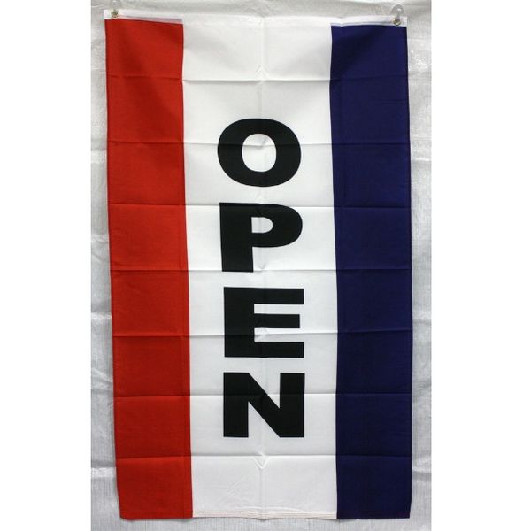 Drapeau ouvert Vertical en tissu Polyester personnalisé, 3x5 pieds, bannière volante suspendue, pour usage extérieur, livraison gratuite