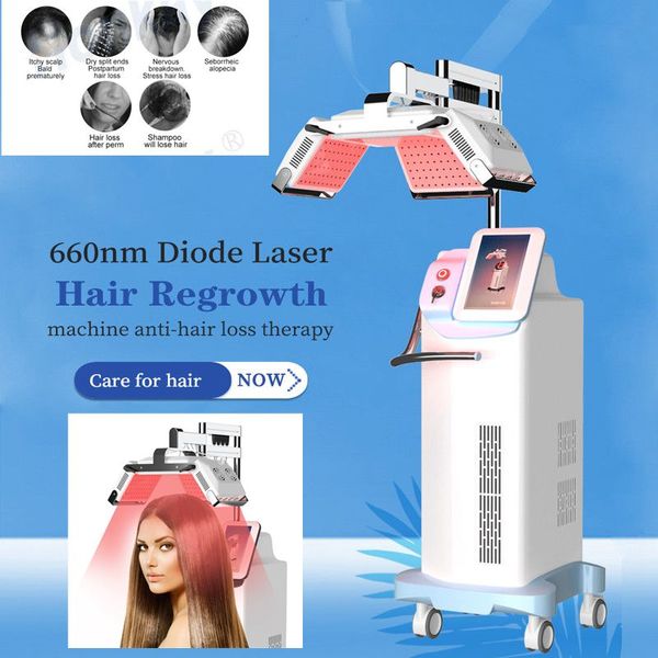 Máquina de tratamiento de pérdida de cabello con láser de diodo de 660nm para el crecimiento del cabello con restauración rápida y potente Vertical, dispositivo anti-recrecimiento del cabello