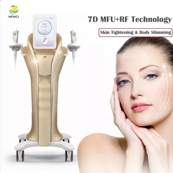 Vertical puissant nouveau Double Hifu or MFU + RF SD focalisé ultrasons peau serrant le visage et les paupières levage corps amincissant la Machine