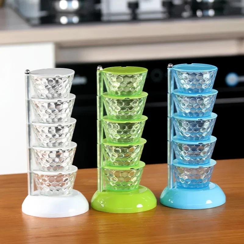 Verticale roteerbare kruidendoos met transparante roterende ontwerpkruidbox voor zoutpot lepel roterende opbergrek keukengereedschap