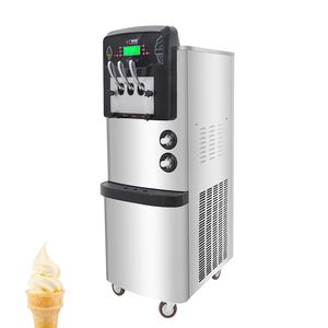 Machine à crème glacée molle verticale, distributeur automatique électrique à trois têtes