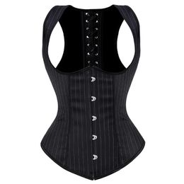 Verticale Streep Halterneck Underbust Corset Vest Plus S-6XL Vrouwen Mode Big Size Taille Cincher Bustier Afslanken Body Shaper Shapeweas