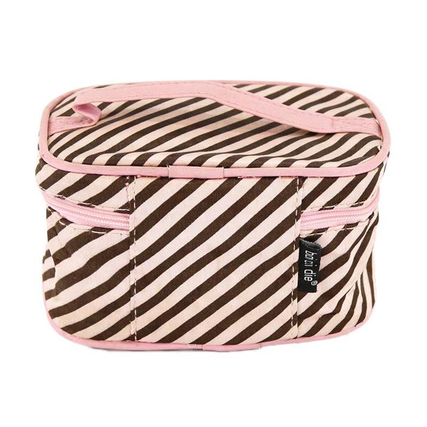 Rayures verticales petit sac cosmétique étui décontracté femmes voyage maquillage organisateur à glissière pochette de rangement sacs de toilette cas