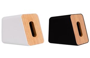 Verticale weefselbox Nordic eenvoudig papier huishouden houten deksel servet woonkamer creatieve dozen servetten5502970