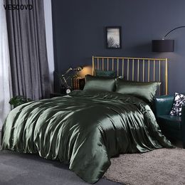 Vescovo 100% zijde beddengoed sets bedden beddendekbruien queensize bed gemonteerd laken dekbeddeksels sets 210309
