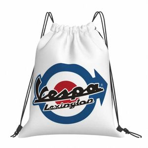 Vespa Logo Backpacks Casual Portable Drawring Tassen Drawstring Bundel Pocket Shoes Bag Book Bags voor reisstudenten D5IY#