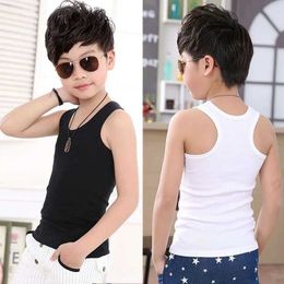 Vest 2-11y Childrens Baby Boys Tank Top T-shirt Childrens Summer Tank Top Kleding Childrens Boys and Girls Pure Cotton Top Black Game Setl2405