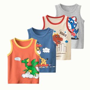 Vest 2023 Été garçons et filles débardeur coton pur Enfants et filles Dinosaure Girafe Cartoon Top bébé respirant Clothingl240502