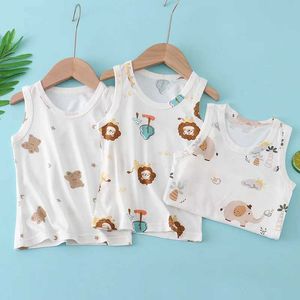 Vest Baby Boys Sans manches T-shirt Childrens Cartoon Impression Camissol Childrens Singles 2023 Été Tob Childrens Underwearl2405