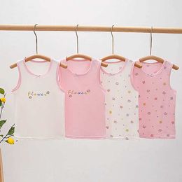 Vest Childrens Floral Imprimé Single Piece Girls Filles Coton Shirt Taille 100-150 Girls Breathable Topl240502