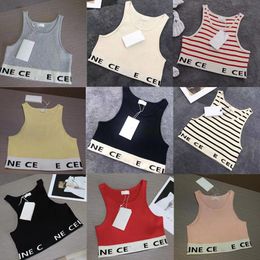 Vest Designer Dames Tops Short T -shirt Sportvest Sexy Hip Hop Strapless Solid Stripe Gedrukte brede schoudertank Top