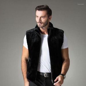 Vest Faux Fur Men Coat Hooded Black Solid Color Slim Mouwloze Retro Casual Autumn Winter Tops Wild Male Men039s 2487585