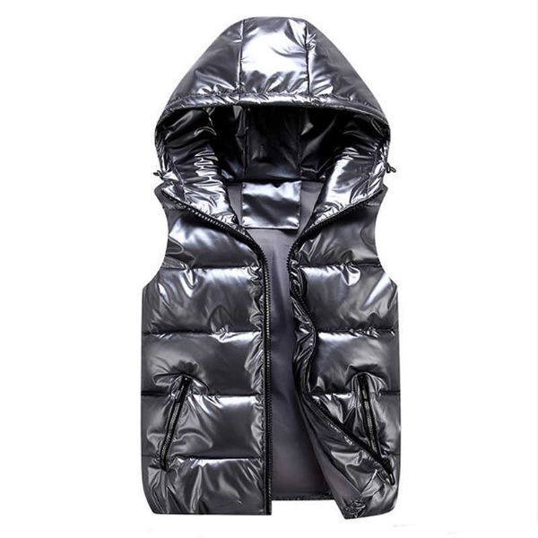 Chaleco para niño, niños, ropa de abrigo cálida con capucha, abrigo brillante para niños, chaqueta sin mangas para niña, chaleco impermeable acolchado de plumón de invierno 211023