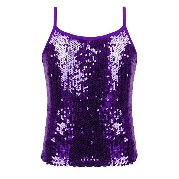 Gilet Enfants Filles D'été Camisole Top Paillettes Brillantes Sans Manches Débardeur Gilet Enfants Gymnastique Jazz Ballet Danse Vêtements Streetwear 230625