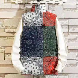 Chaleco de camisola de algodón engrosado con flores de anacardo para hombre, chaleco con cuello levantado, chaqueta cálida de camuflaje estampada para otoño e invierno