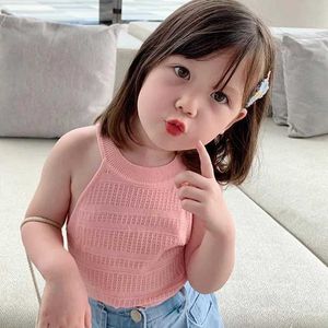 Vest Summer Baby Girl Top New Childrens Clothing Girl Foreign Style Minon Round Neck Summer Vestl2405