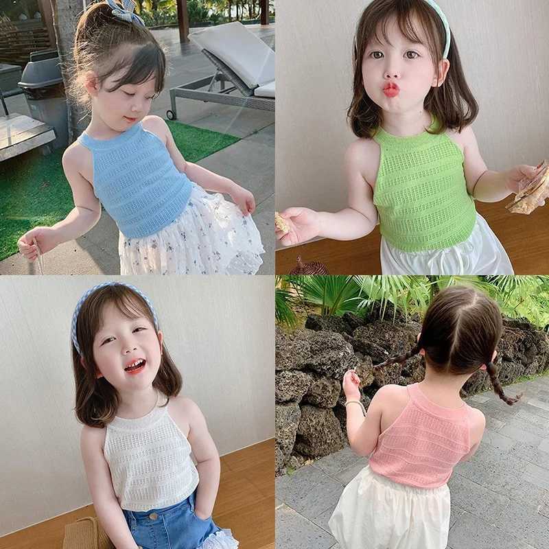 Vest Summer Baby Girls Tank Top T-Shirt Tank Top Fashionabla och Cute Kawaii Sporty and Unique Sleeveless Loose Casual Korean Top Childrens Clothll2405