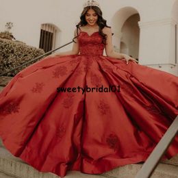 vestido de 15 años 2021 baljurk prom dress rode spaghetti riemen kant applique zoete 16 quinceana jurken
