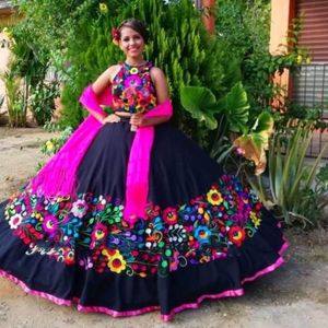 Robe de 15 anos robes de Quinceanera avec broderie enveloppante Style mexicain Charro corset à lacets doux 16 coing XV robes de bal
