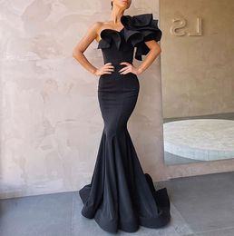 Robe De Festa sirène robes De bal noires longues 2021 robes De soirée en Satin Gala