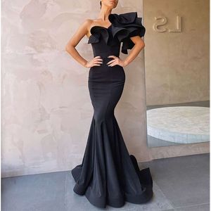 Vestido de festa sirène noir bal de bal long satin en satin de soirée robe robe gala