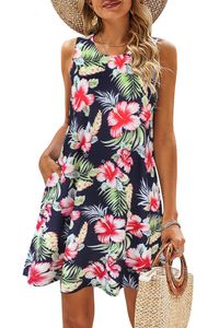 Vestido de Mujer Vestidos de verano para mujeres Polyester Crew Cuello Verano Summer Convencional Vestidos bohemios Falda de bata de baño de vestimenta verde sin mangas