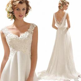 Robe De Noiva Boho mariage Dr plage mariage Dres niveau col en V Simple mariée Dr Robe De soirée 463T #