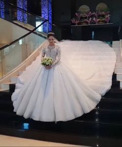 Vestido de noiva nieuwe kristallen kant trouwjurk 2020 baljurk Dubai Arabische moslim bruidsjurk bruidsjurk gewaad de mariage