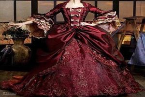 Vestidos de 16 anos borgogne robes de quinceanera gonflées vintage 34 robes de dentelle à arc à manches 2019