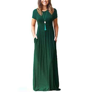 Vestidos de mujer groene jurk luxe jurk empire crew nek conventionele mouw stevige kleur casual ankde lengte geplooide vestidos jurken voor vrouw designer jurk