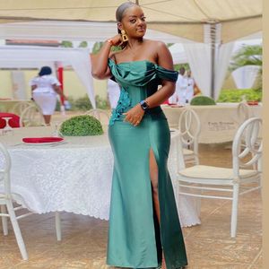 Robes formelles hors épaule robes de soirée vert 2022 sirène robes de bal Aso Ebi femmes africaines réception tenue de fête